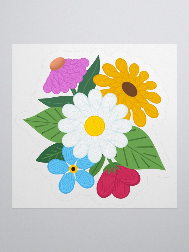 White Yarn Flower Cluster Sticker - Knitting product image (1)