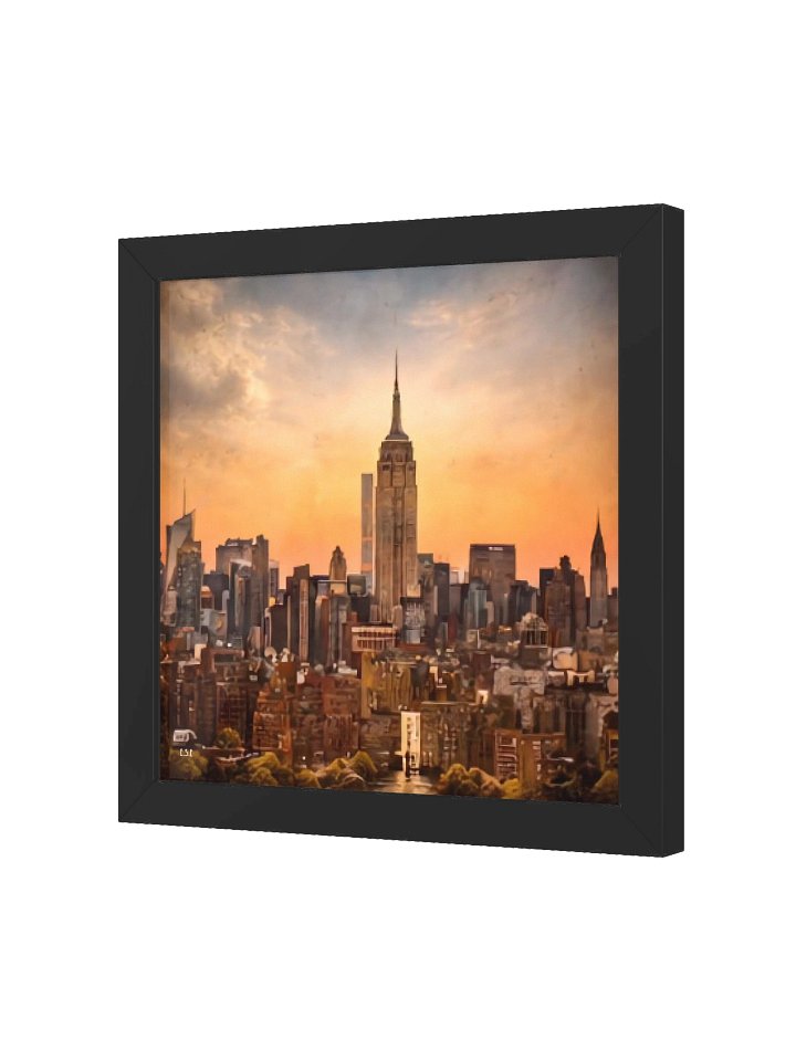 Goldenes New York: Skyline im Abendlicht Vibrant Ayous Wood Framed Matte Poster product image (24)