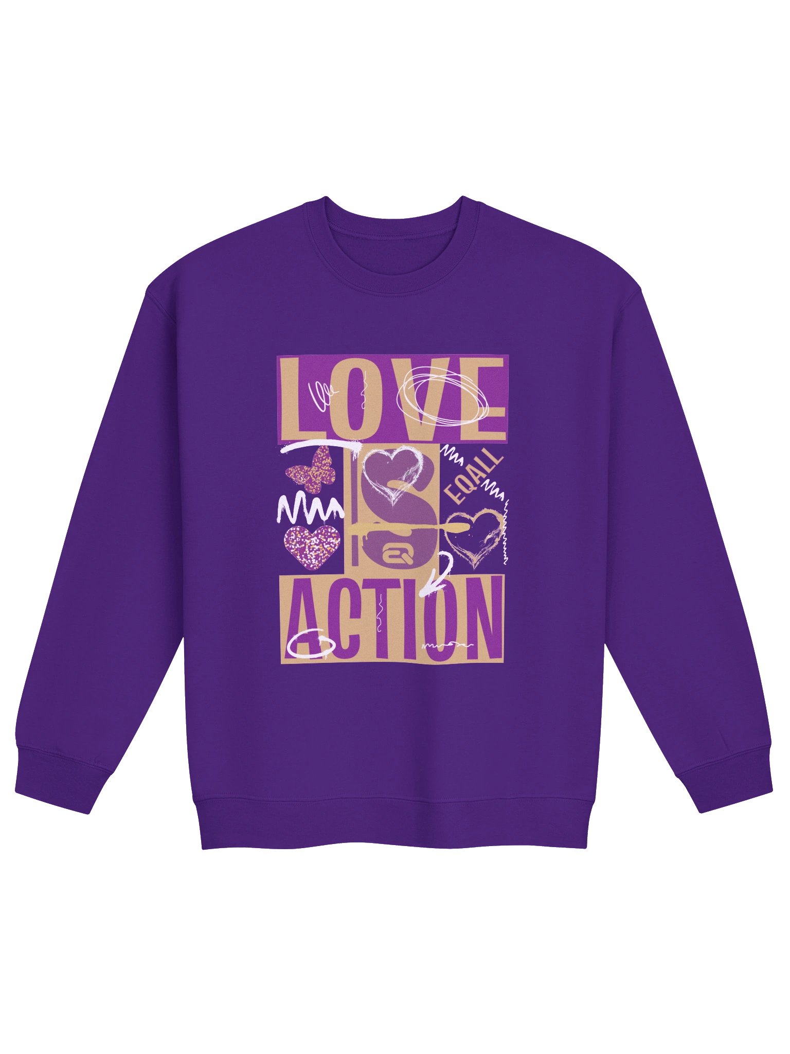 Love is Action! Unisex Gildan Crewneck Sweatshirt_EQALL® Originals_Pop Purple product image (17)