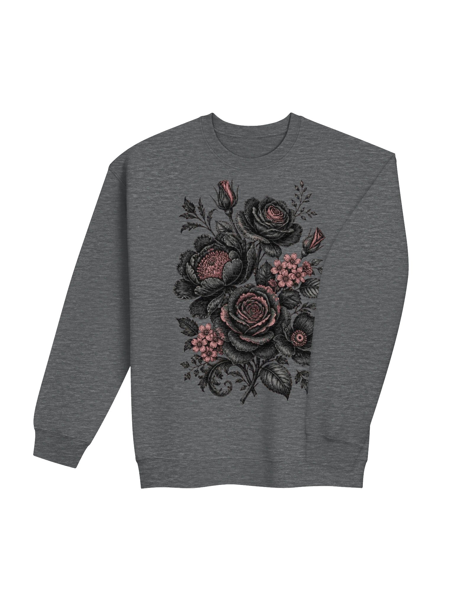 Midnight Bloom Crewneck, Victorian-Inspired Gothic Roses & Botanicals product image (5)