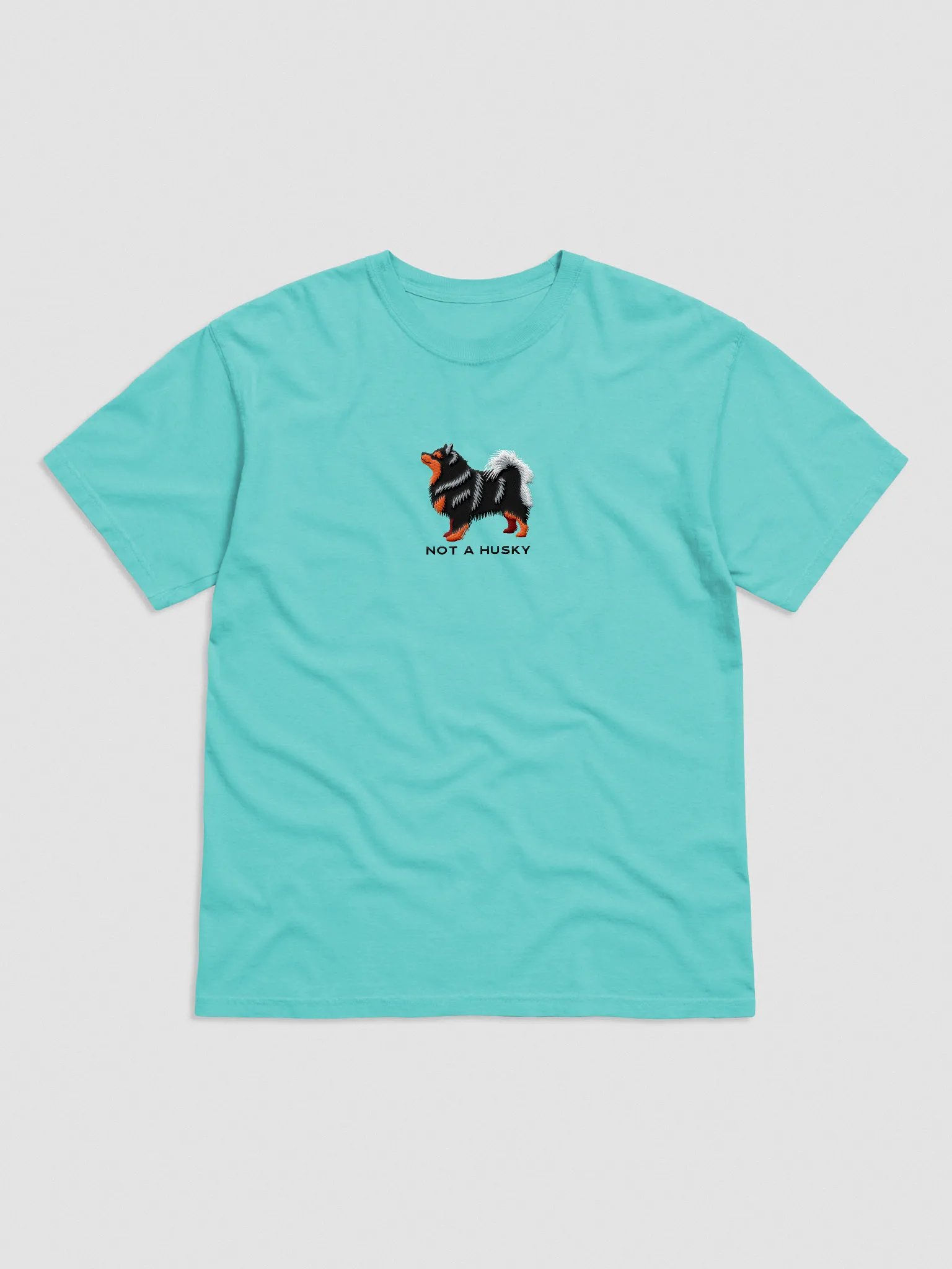 Not a Husky T-Shirt(Embroidered) of a Finnish Lapphund(Black & Tan) product image (4)