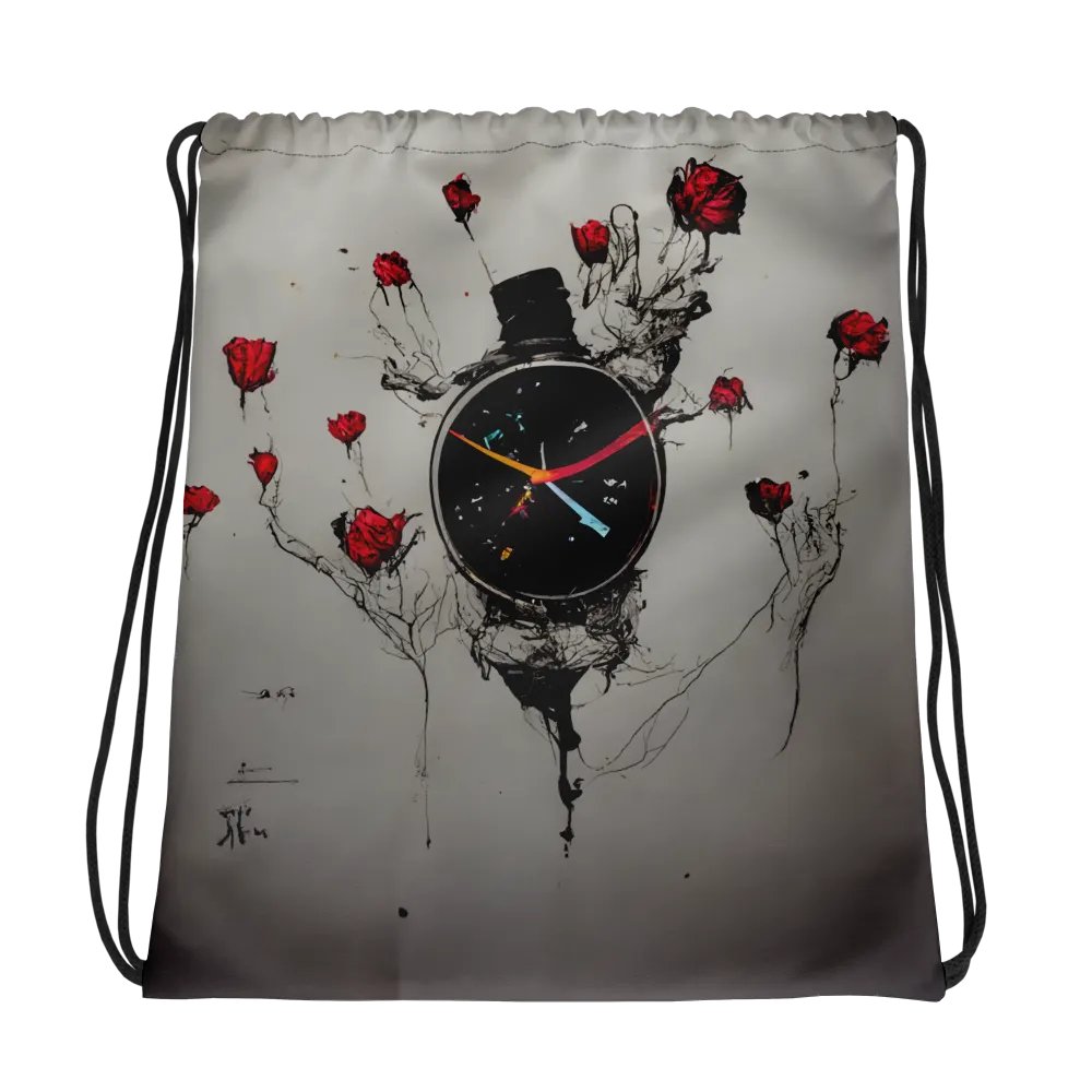 Surreal Timepiece Roses Drawstring Bag product image (1)