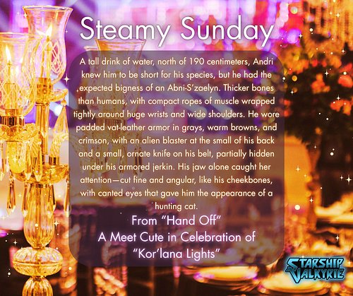 It's a combo of Steamy Sunday and a Monday Meet Cute, with Andri's first look at Lance in this fun free little story, posted ...