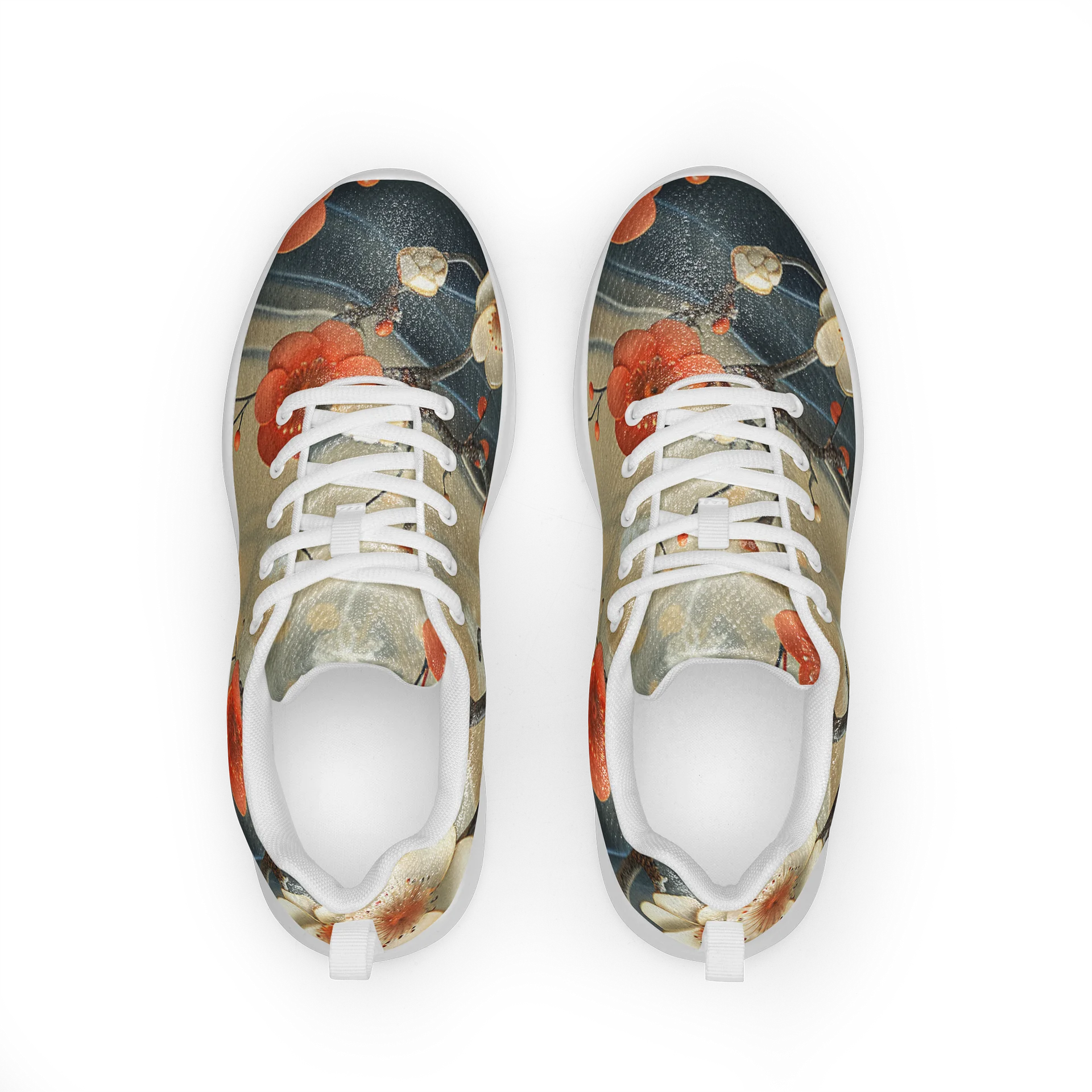 Traditional Japanese Floral Athletic Shoes - Plum Blossom Wave Aesthetic Sneakers product image (2)