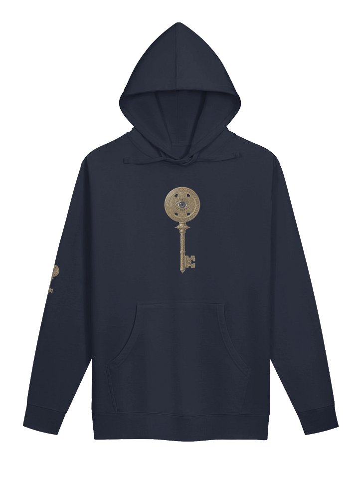 The Gatekeeper’s Key – Classic Navy Direction Edition (Front + Right Sleeve Print) | Unisex Midweight Hoodie product image (1)