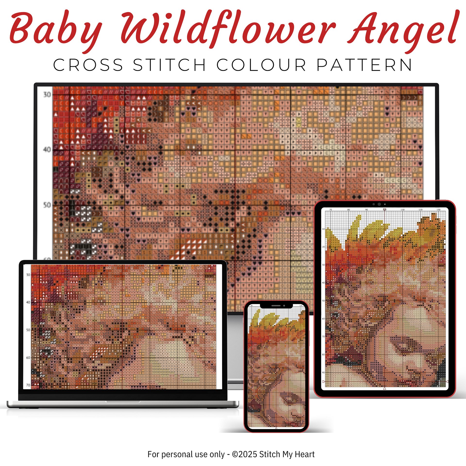 Baby Wildflowers Angel Cross Stitch Pattern product image (3)