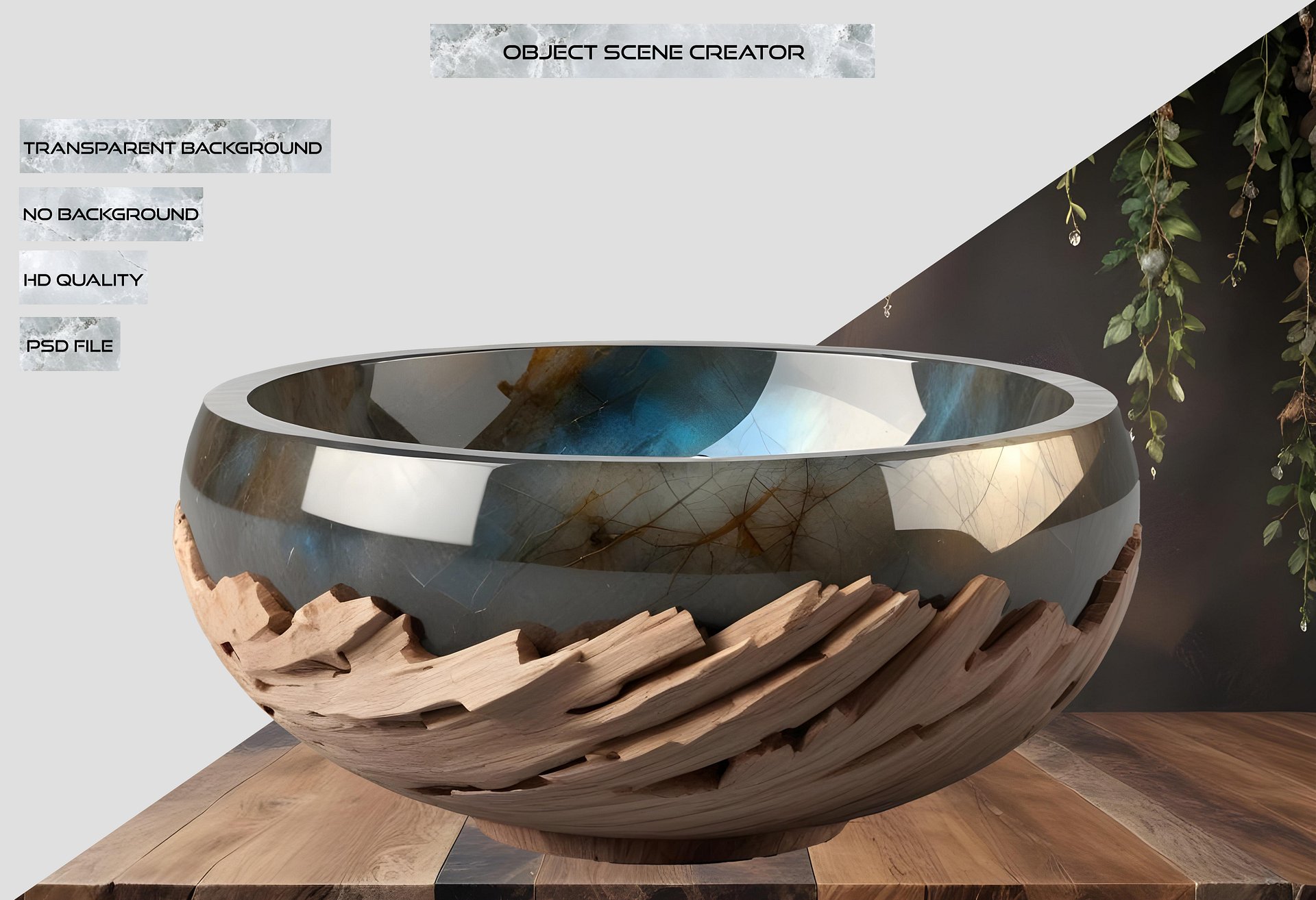 Celestial Grace – Boho Chic Bowl spa decor PNG product image (2)