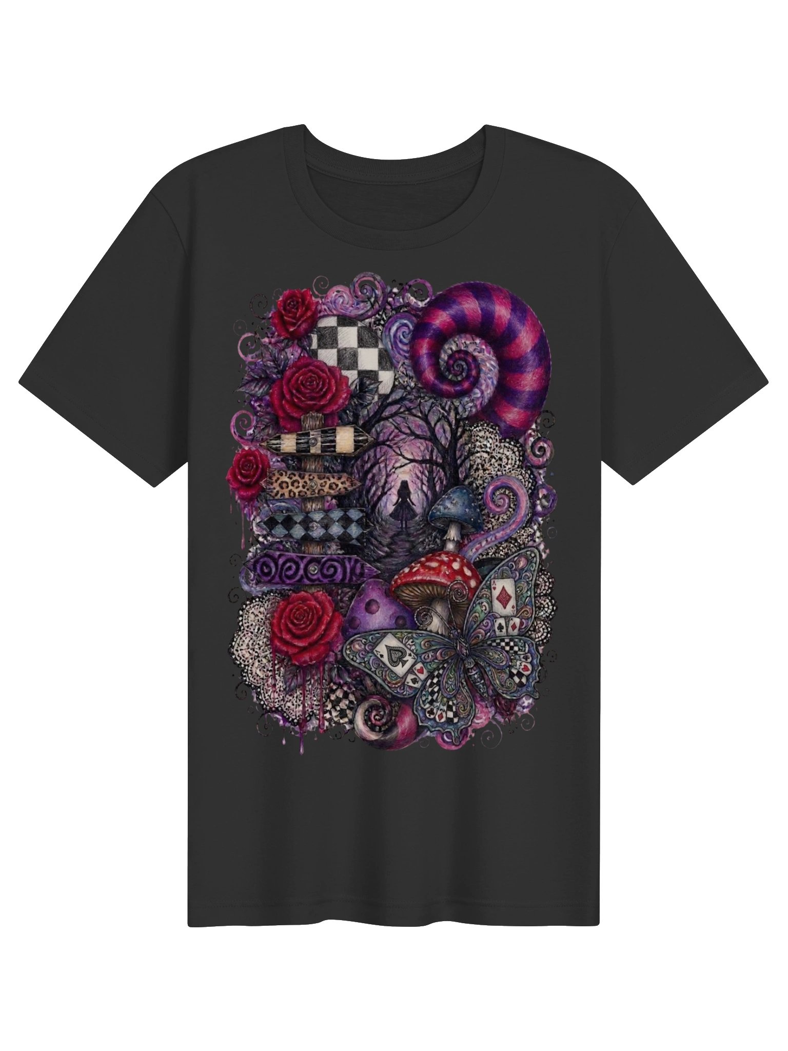 Dark Alice Wonderland Shirt, Psychedelic Forest Whimsigoth Collage product image (2)