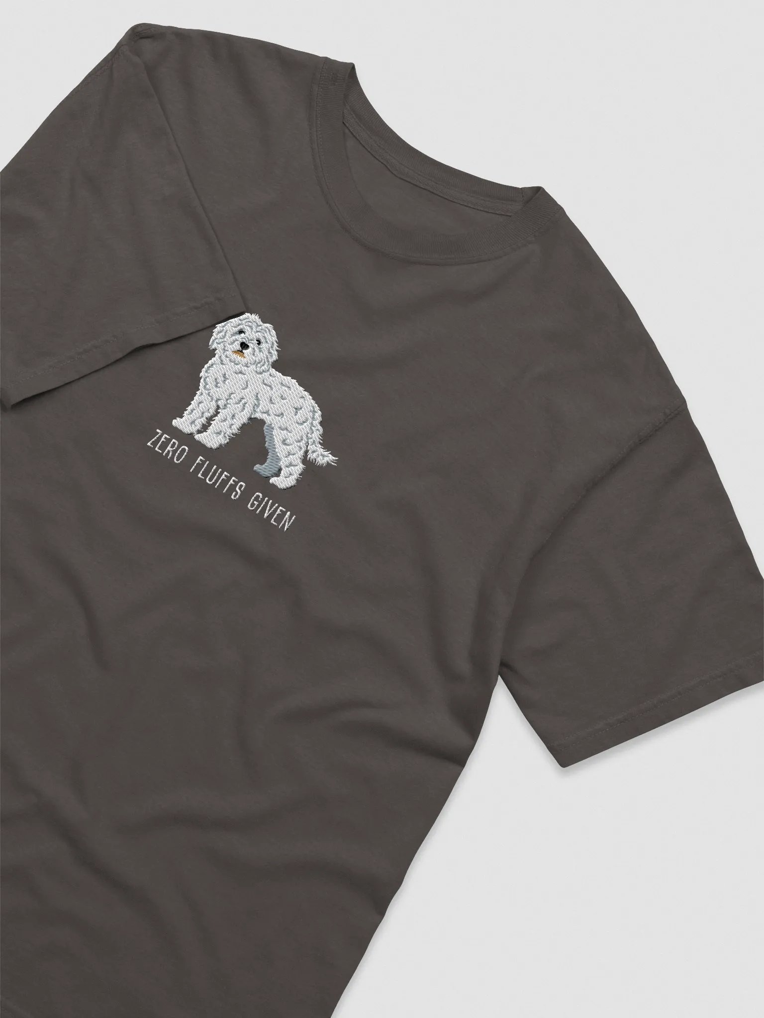 Zero Fluffs Given T-Shirt(Embroidered) of a Cockapoo(White) product image (6)