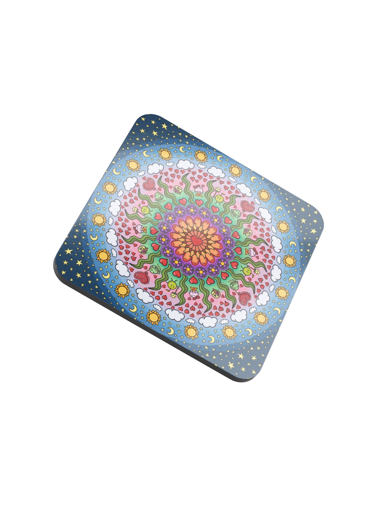 Dango Valentines Mandala - Glossed Cork Coaster product image (2)