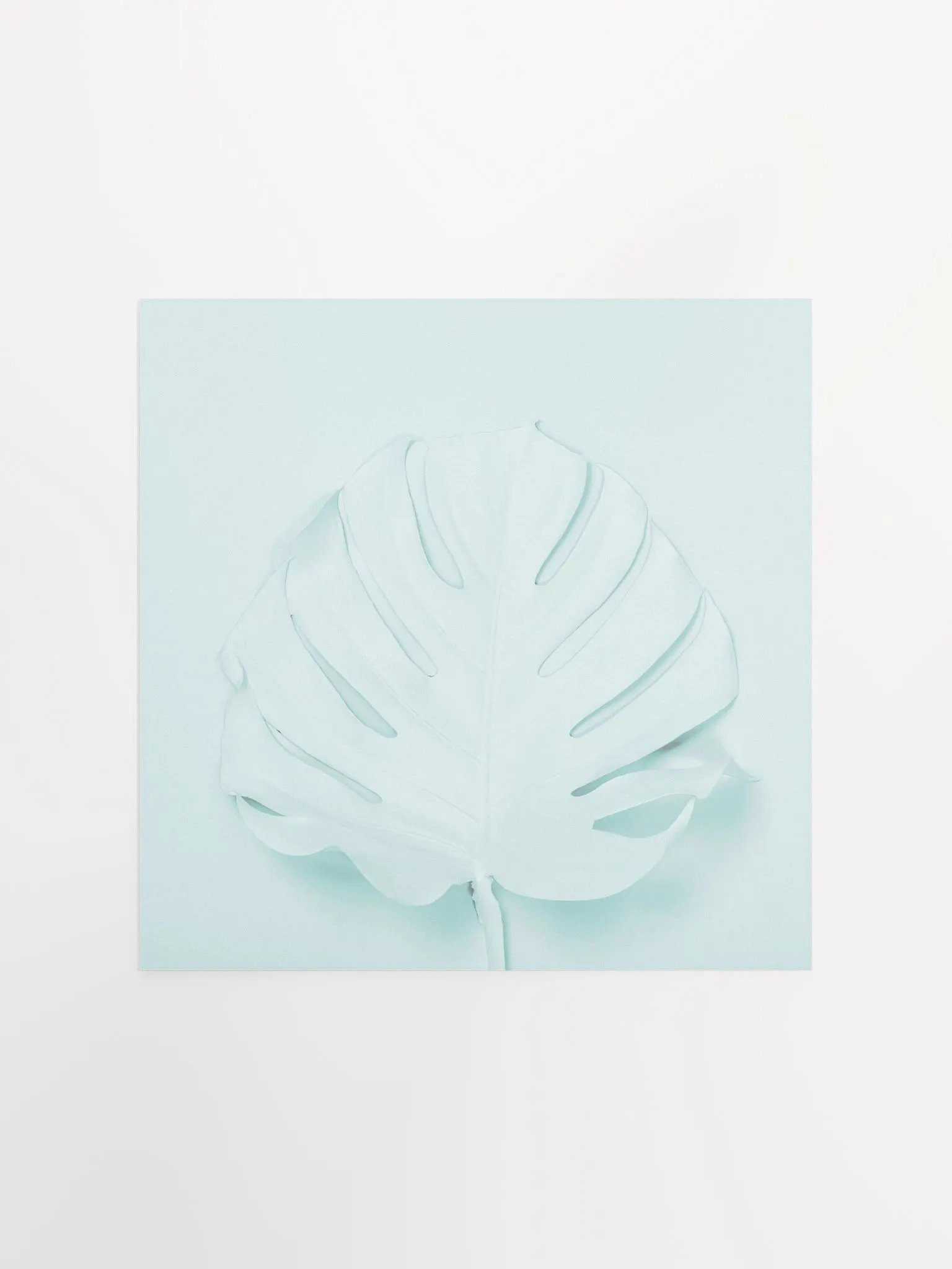 Light Blue Monstera Leaf Modern Art Print product image (2)