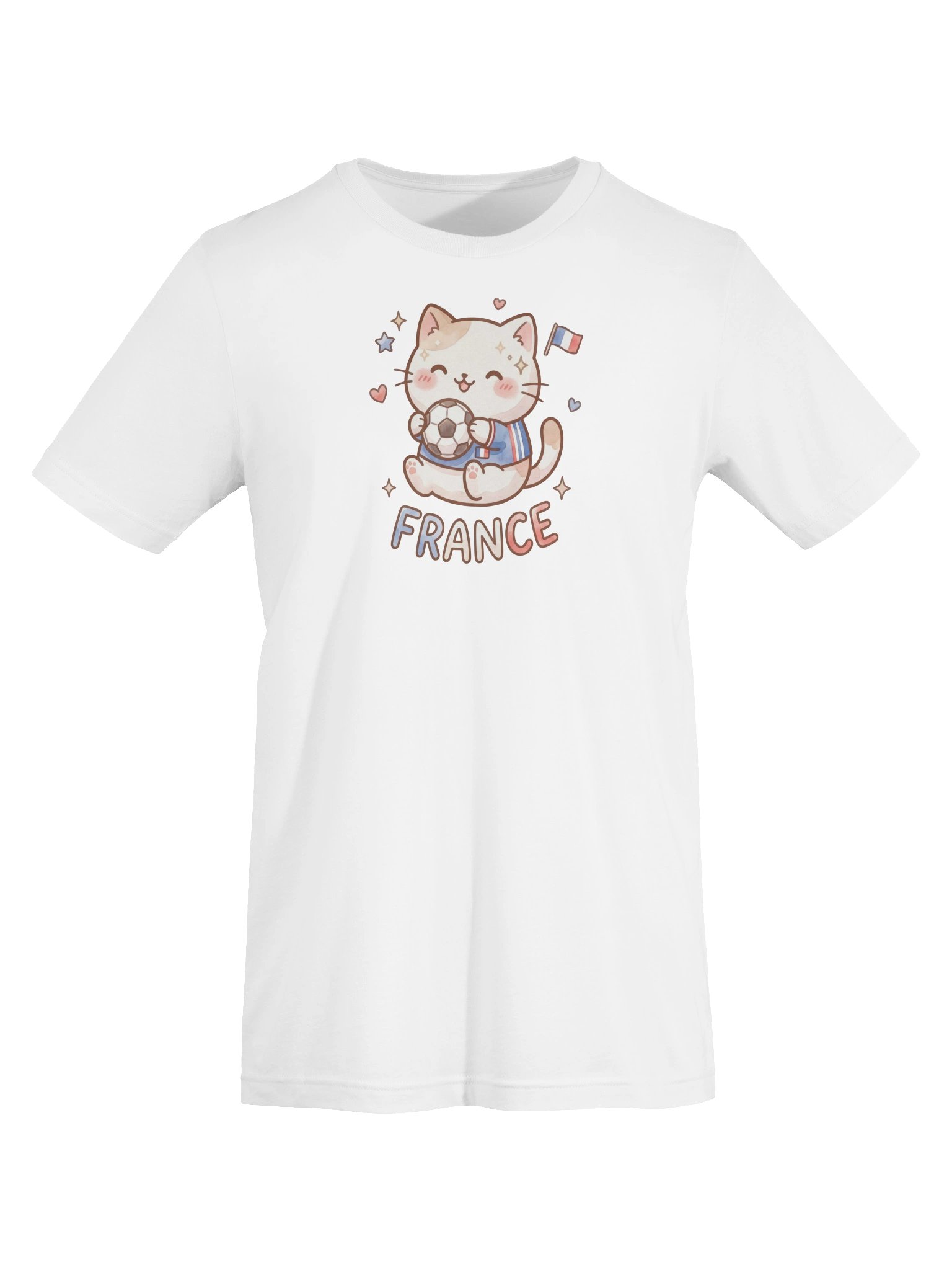 France Soccer Cat Shirt, Cute France Fan Tee, Kawaii Football Supporter T-Shirt product image (5)