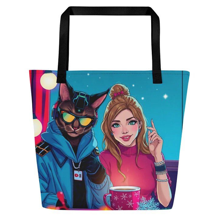 Large Tote Bag w/ Pocket- Holiday Signal: Sleigh the Frequency product image (1)