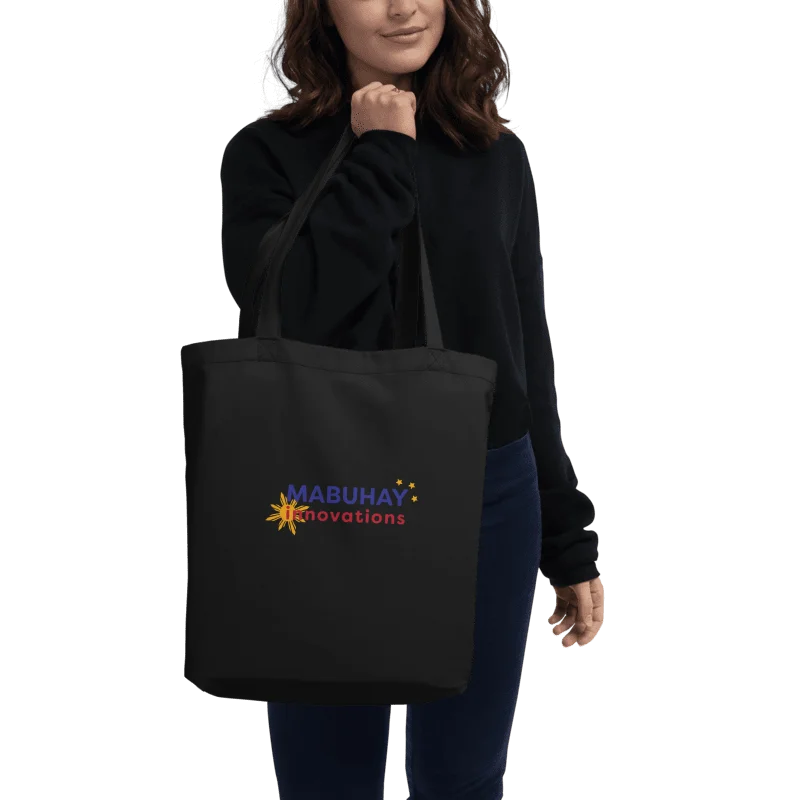 MABUHAY INNOVATIONS SUPPORTER TOTE: VERSATILE USE, ORGANIC BLACK TOTE BAG, PHILIPPINES FLAG SUN LOGO product image (5)