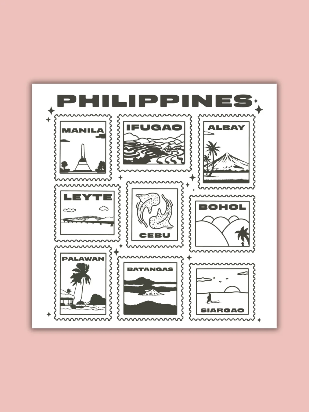 Philippine Island Stamps Print 6x6 product image (1)