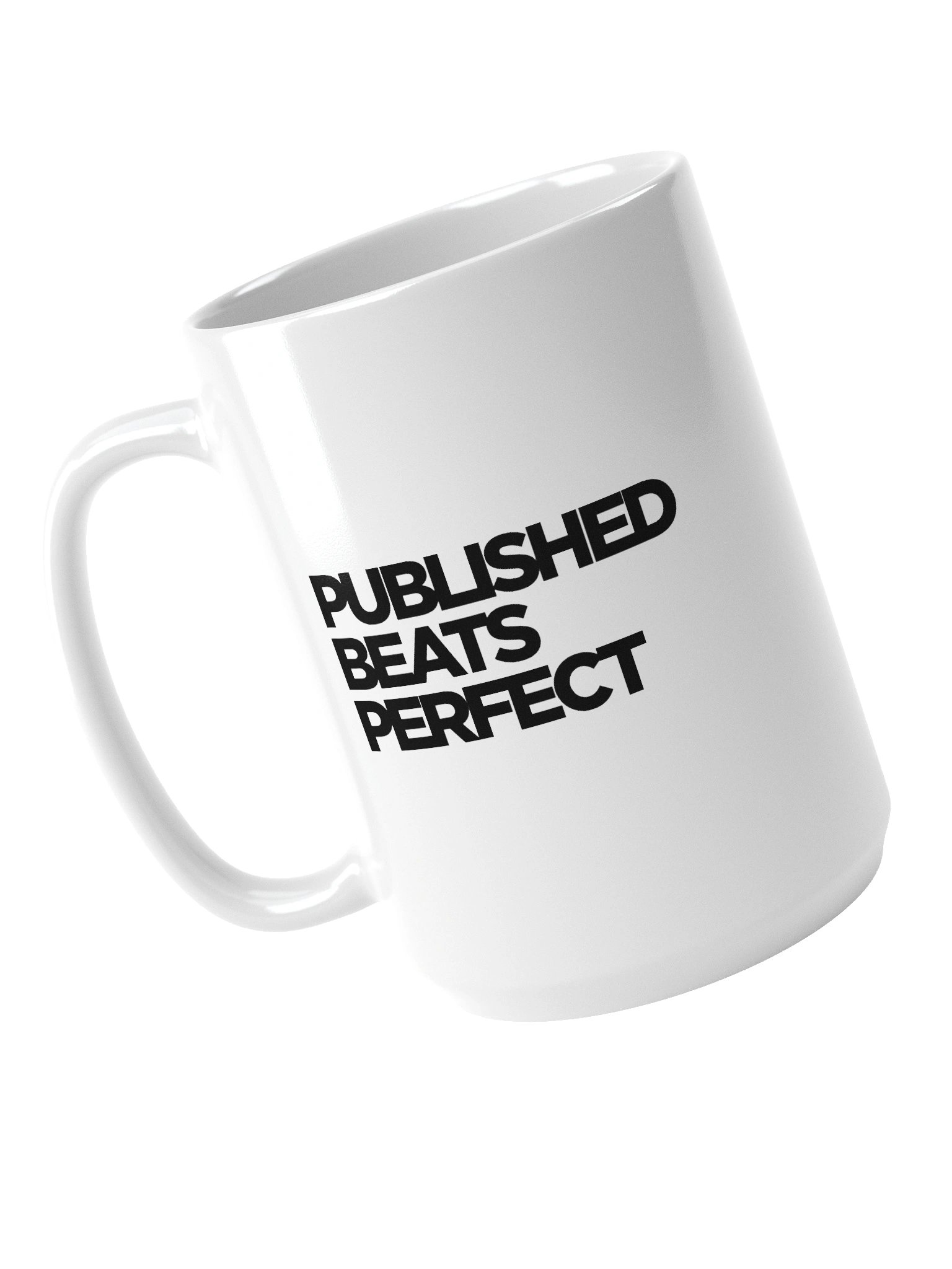 "Published Beats Perfect" 15oz Mug — White Glossy Ceramic | Kan Do Creators Collection product image (4)