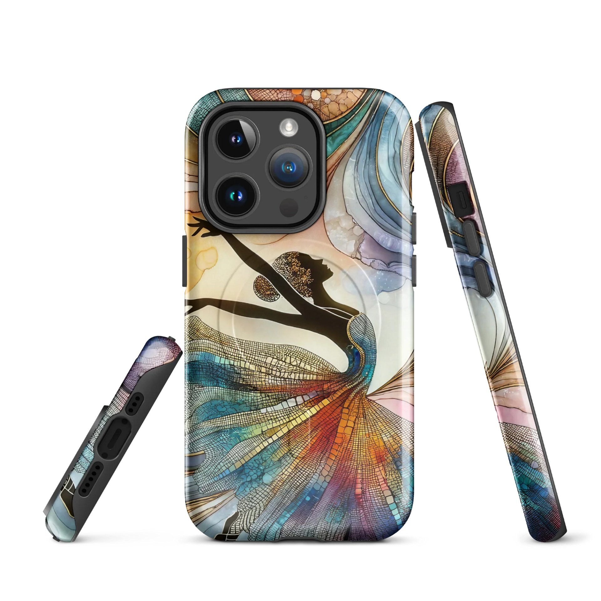 Dancing Mosaic Ballerina Tough Magnetic MagSafe® iPhone® 14, iPhone 15, iPhone 16, IPhone 17, Pro, Pro Max, Plus Cases. product image (1)