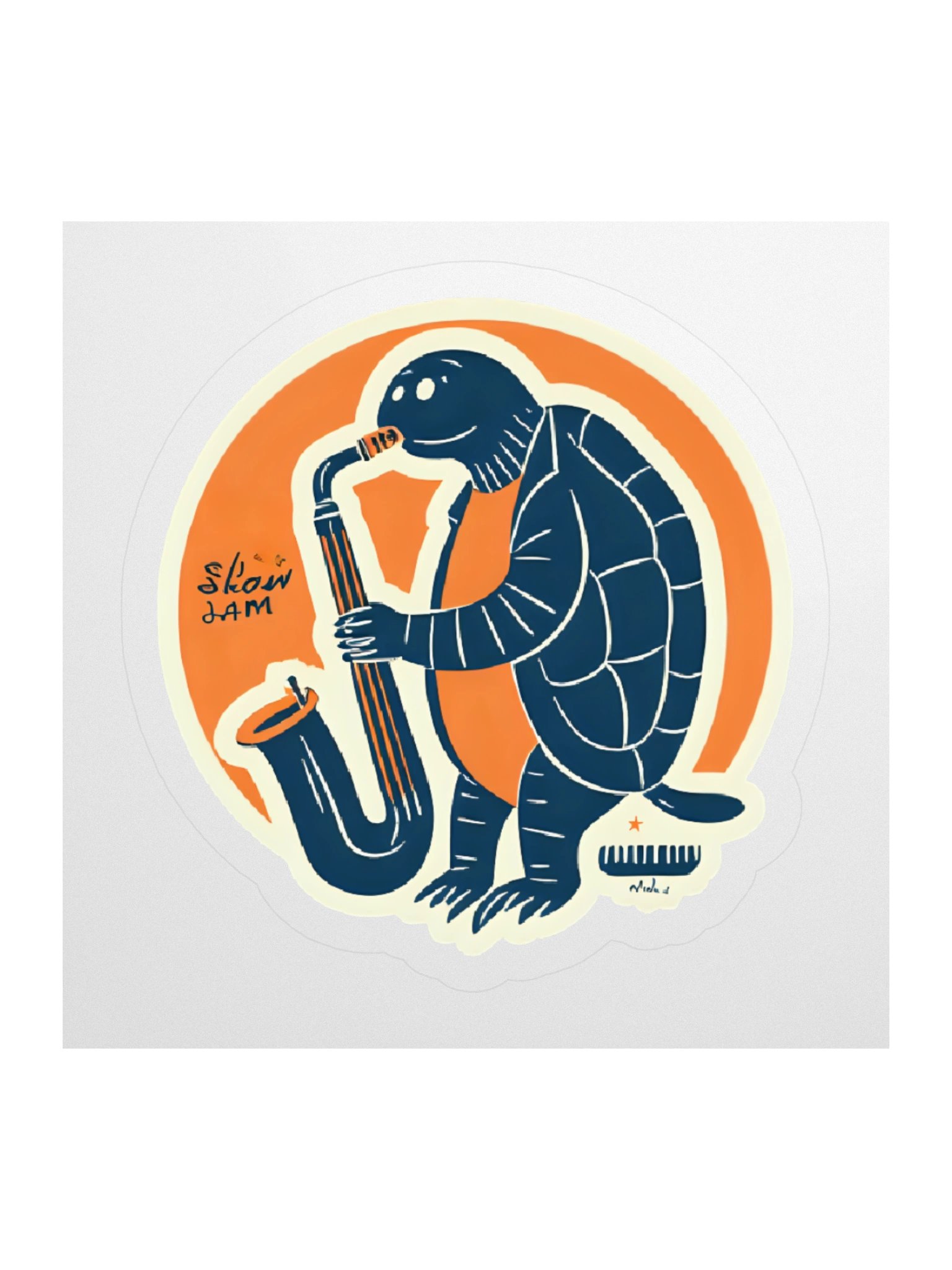 Saxy Turtle Kiss Cut Sticker product image (1)