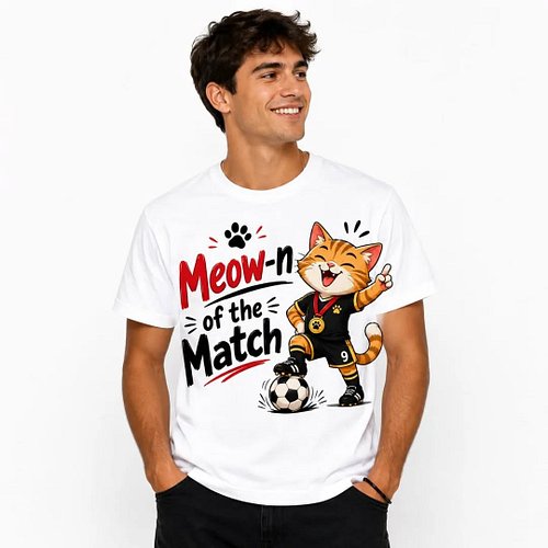 Celebrate your love for football and cats with this adorable cartoon soccer cat design. Featuring a confident feline football...