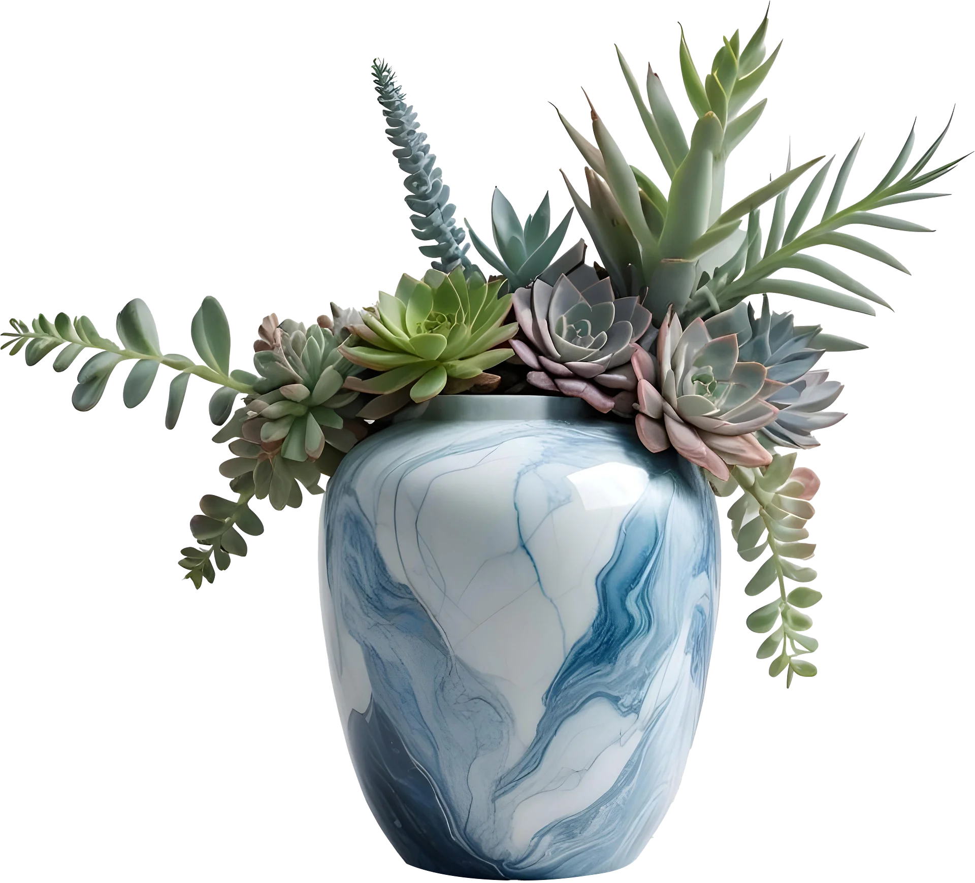 Collection: Marble Eternal – Coastal Succulent Vase PNG product image (1)