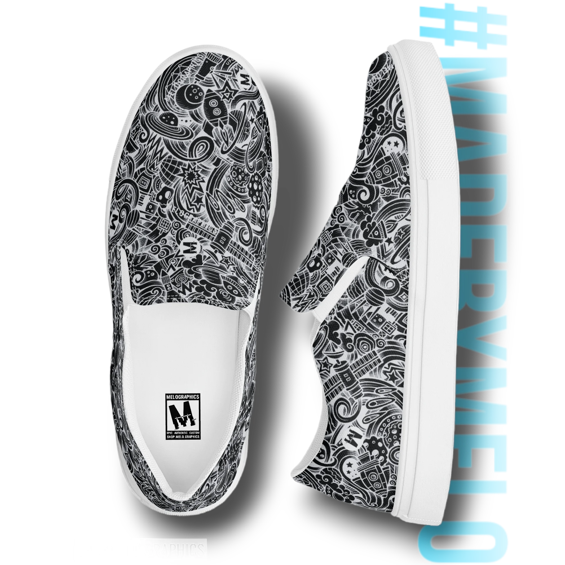Dark Space Scribble - Women's Slip-ons | #MadeByMELO product image (4)