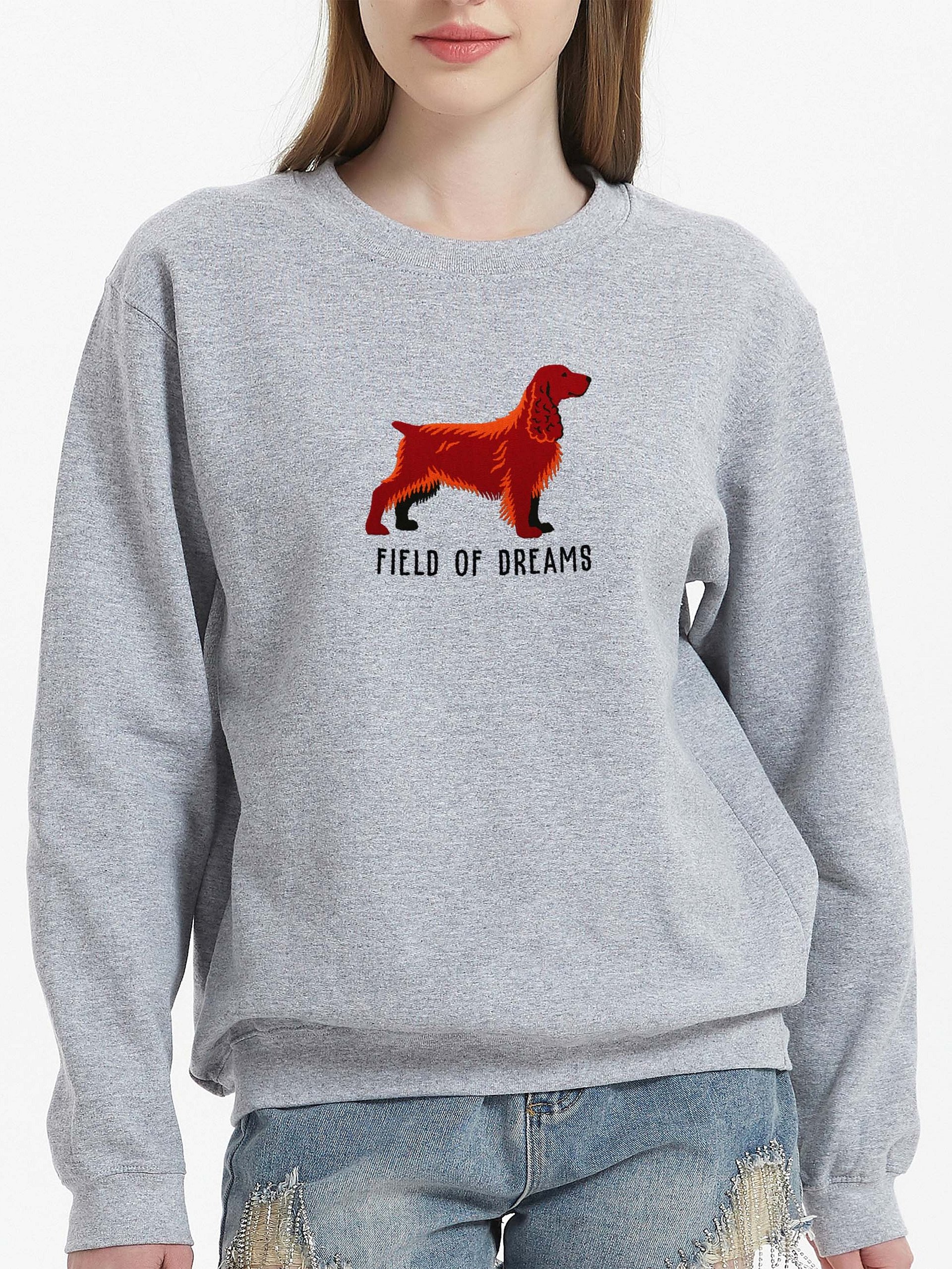 Field of Dreams Sweatshirt (Embroidered) of a Field Spaniel(Liver) product image (2)