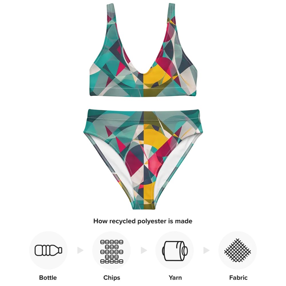 Abstract Lithographic Pattern Design High Waisted Bikini - V9 product image (3)
