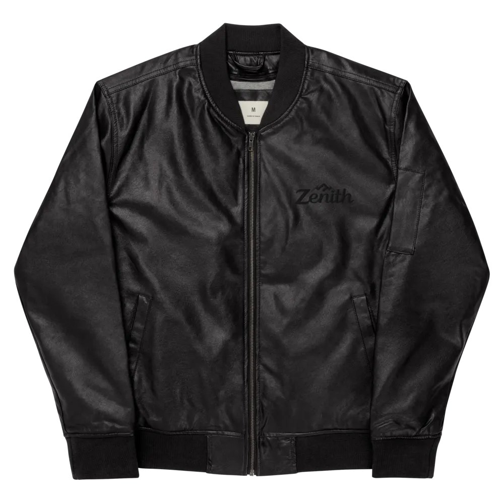 Zenith Unisex Faux Leather Bomber Jacket - Relaxed Fit, Heavyweight PU Leather, Sizes XS-3XL, Available in Black and Brown product image (9)