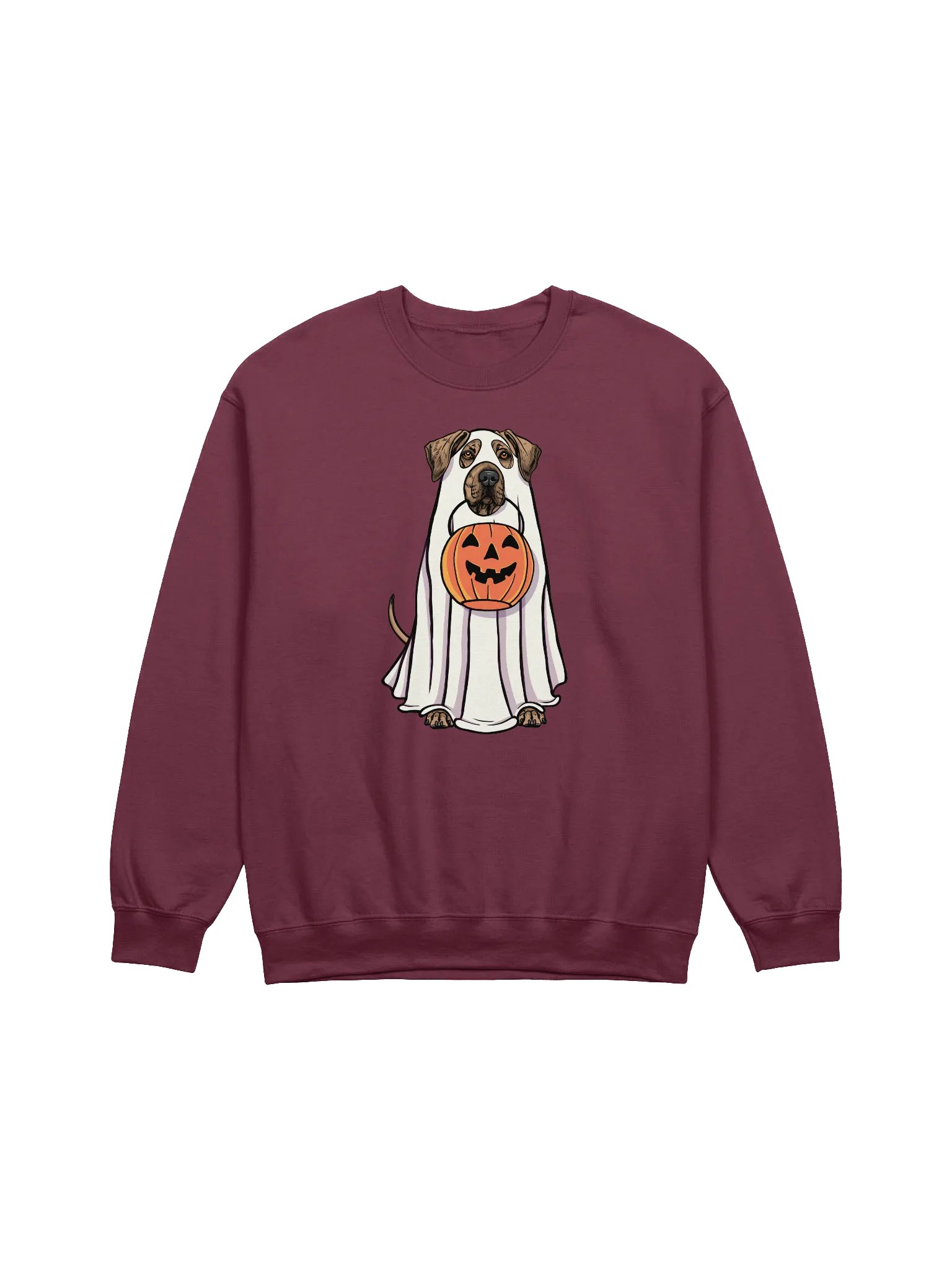 Funny Halloween Rhodesian Ridgeback(Wheaten) Sweatshirt | Funny Dog Wearing a Ghost Costume and Holding a Pumpkin Basket product image (1)