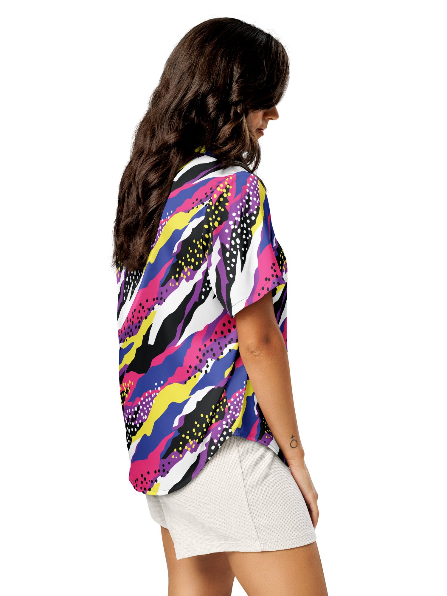 Retro 90s Cyber-Pop Waves | Vibrant All-Over Print Pajama Shirt product image (7)