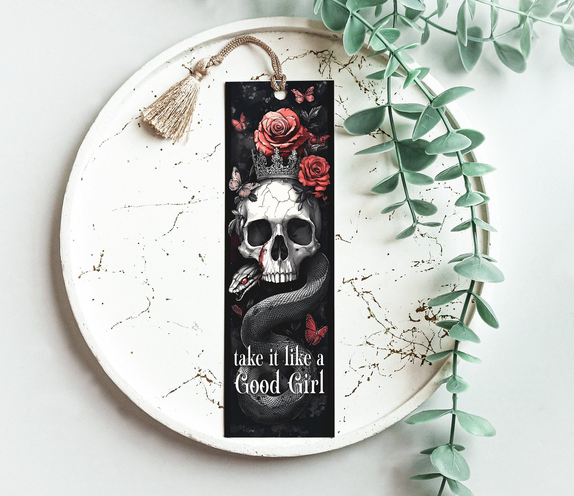 Skulls Roses Snakes Gothic Prince Dark Romance PNG, Smut Printable Bookmarks, Bookish Bookmark, Digital Download, DIY Gift for Reader product image (4)