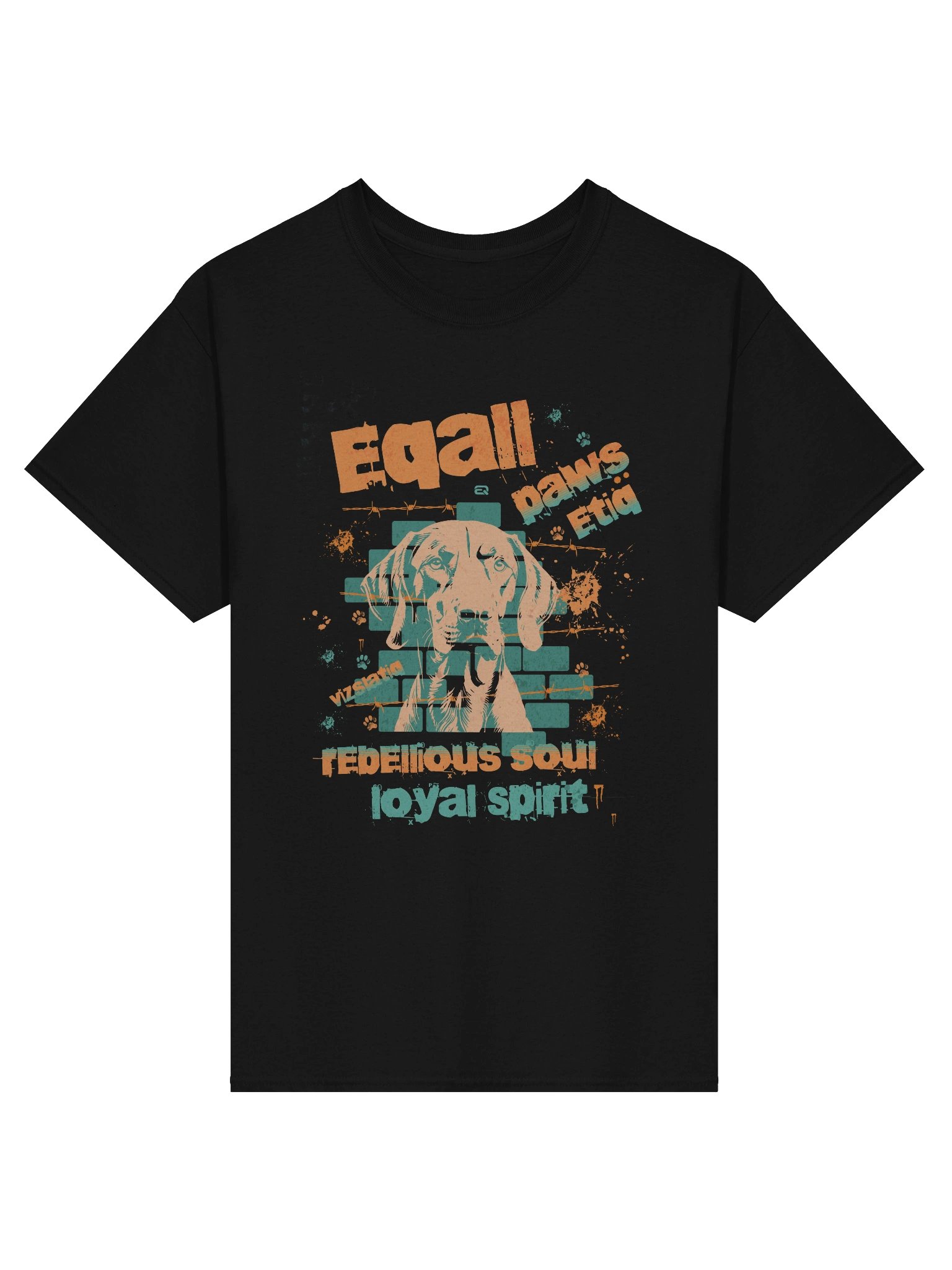 PAWSETIQ 100% Cotton Unisex Gildan T-shirt by EQALL® Originals: VIZSLATIQ_Orange_Turquoise product image (4)