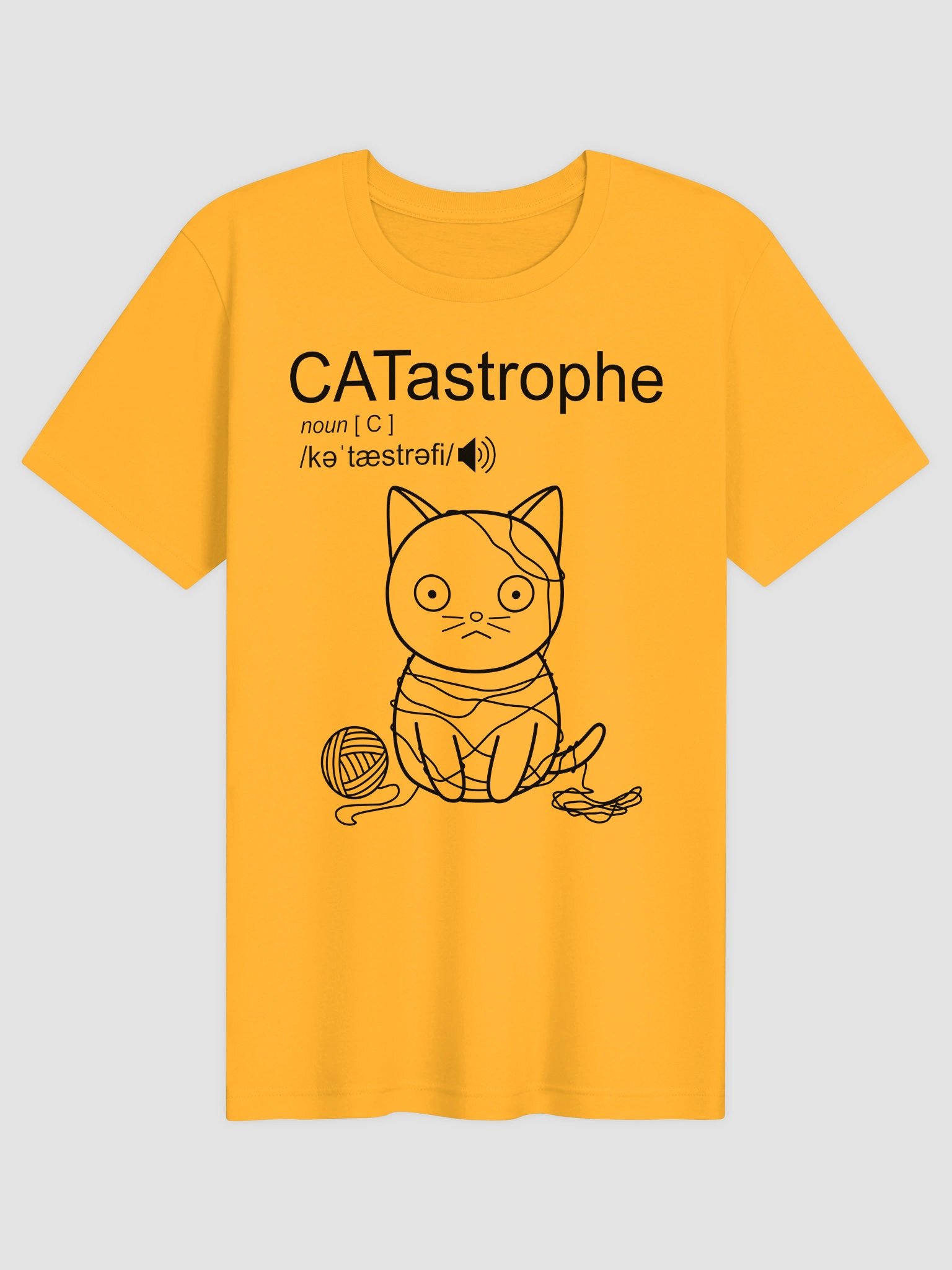 CATastrophe (Cat with Yarn - Black Print) - Unisex Adult Super Soft Lightweight T-shirt product image (1)