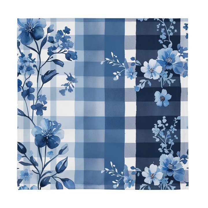 Blue Floral Checkered Cloth Napkin Set product image (1)
