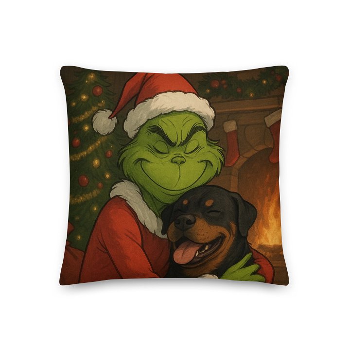 Grinch & Rottweiler Christmas Premium Pillow product image (1)
