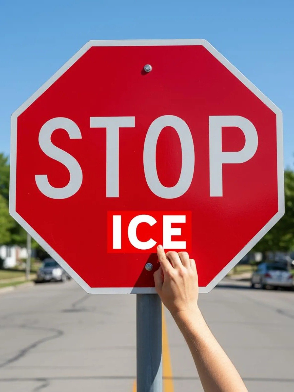 Stop ICE Red Sticker product image (1)