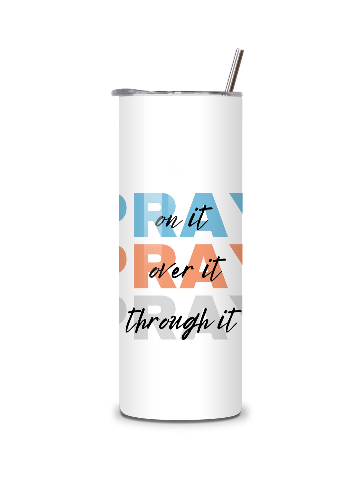 Pray On It, Prayer 20oz Skinny Tumbler with Metal Straw – Inspirational Floral Design – Double-Walled Insulated Stainless Steel Tumbler for Hot & Cold Drinks, Gift for People of Faith product image (4)