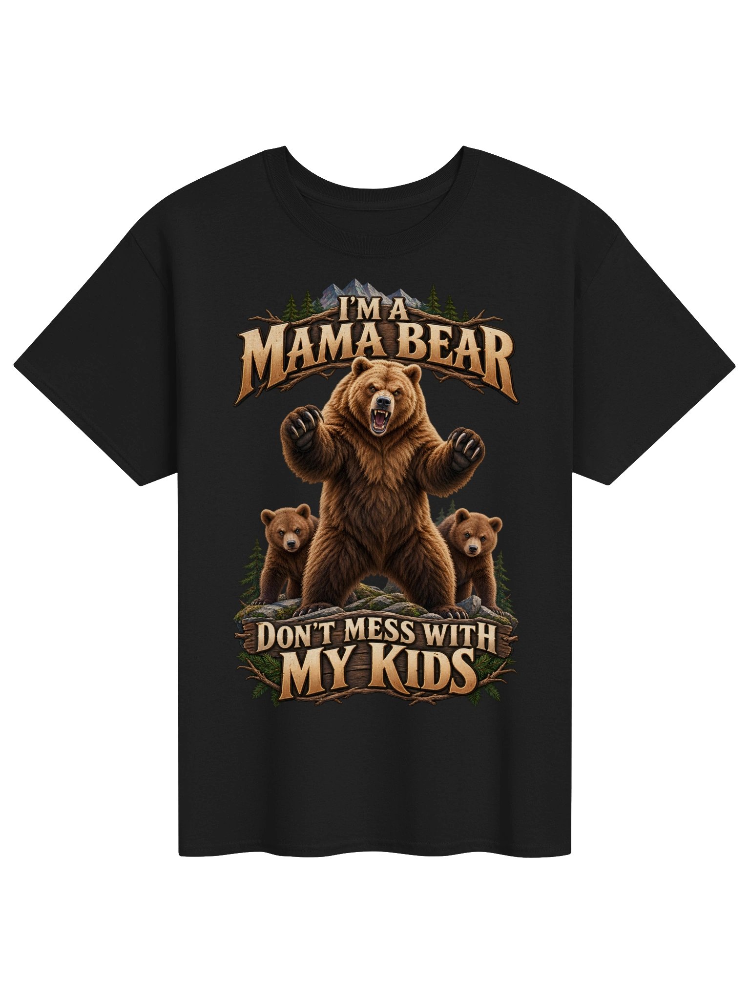 Grizzly Bear - I'm a Mama Bear Dont Mess With My Kids - Unisex Gildan Heavyweight 100% Cotton T-Shirt product image (1)
