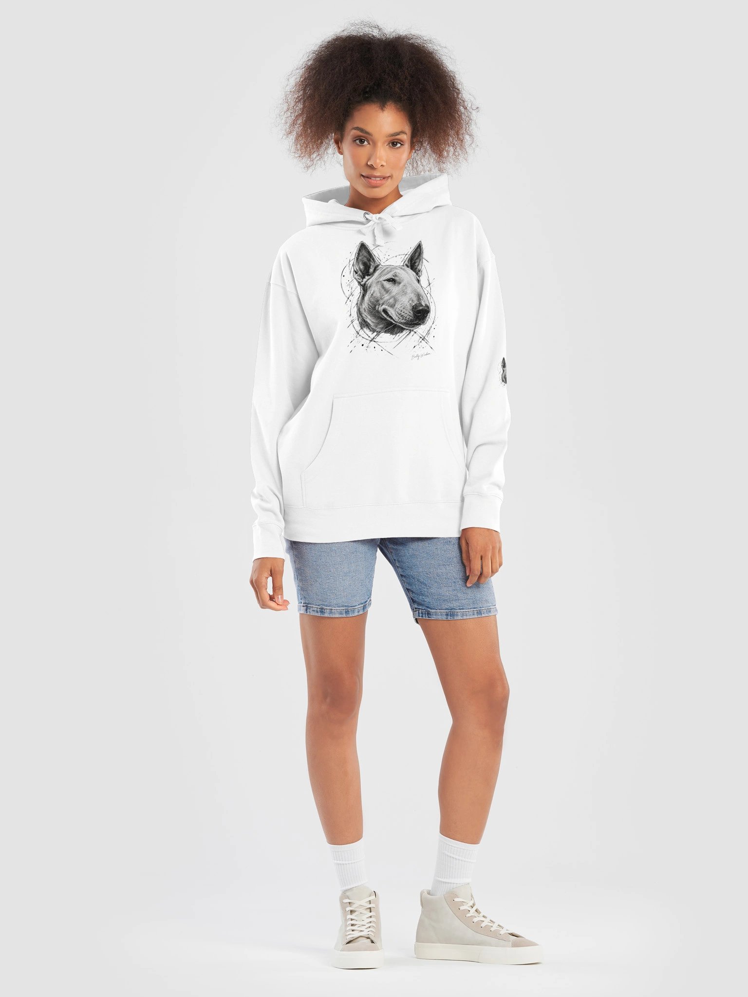 Free hand Bull Terrier portrait hoodie product image (7)