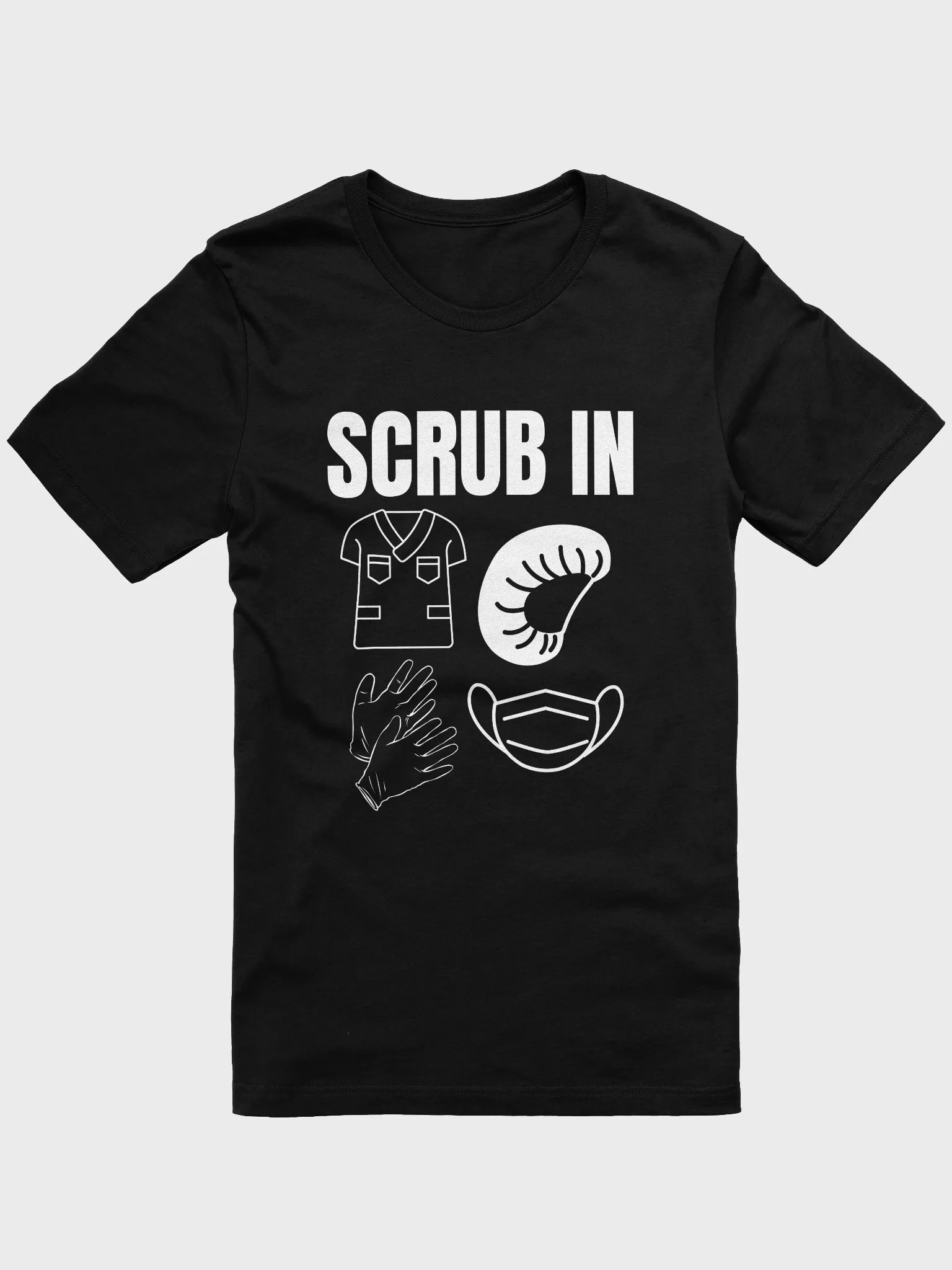 surgical gloves, cap, scrubs, and nose mask t shirt product image (3)