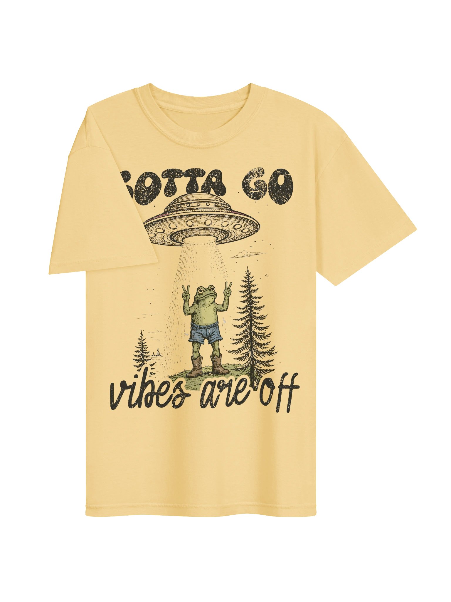 Frog UFO Graphic Tee, Comfort Colors Alien Abduction Shirt, Funny Retro Space T-Shirt, Vibes Are Off Tee, Unisex product image (63)
