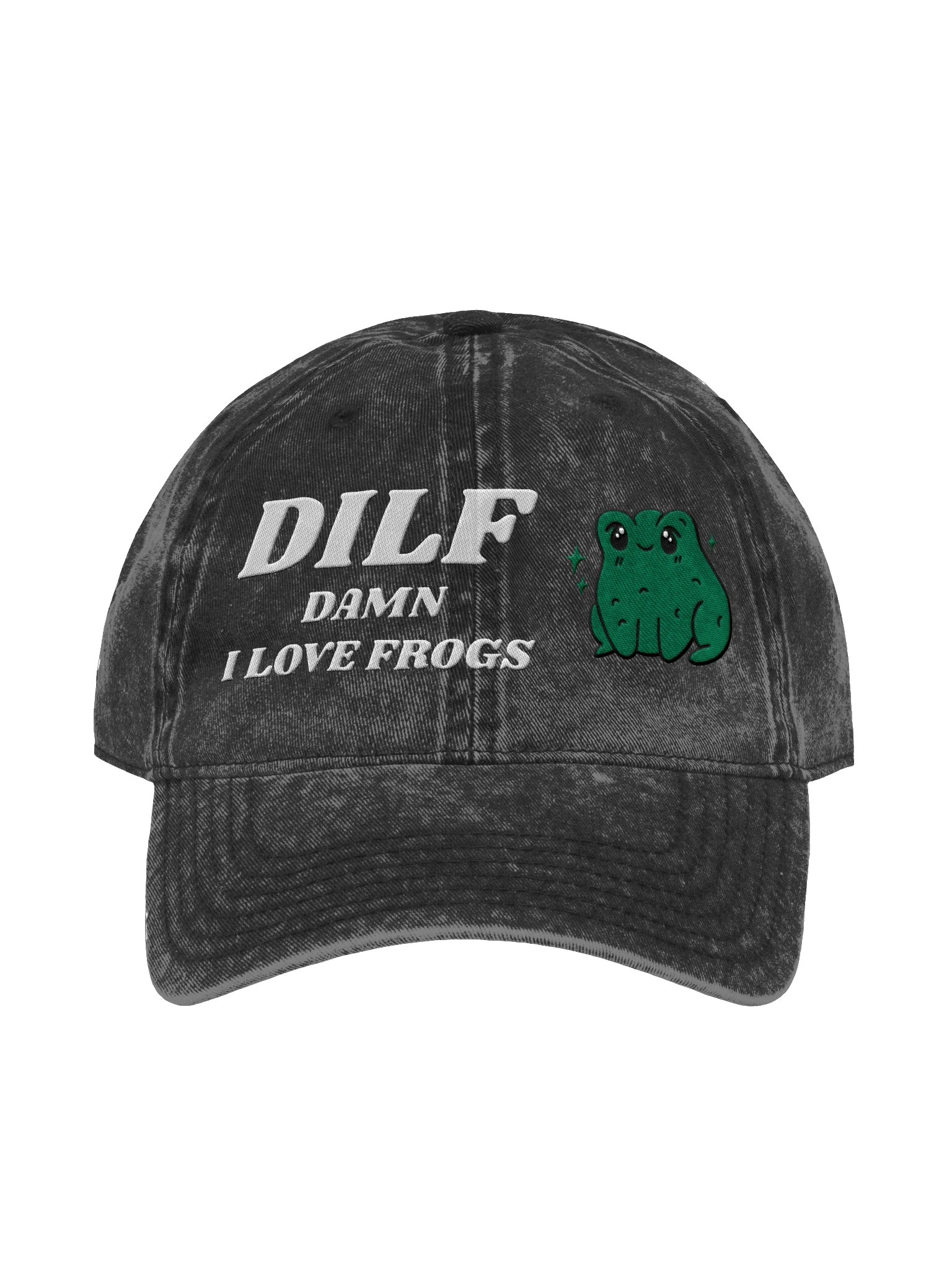 Damn I love Frogs DILF Hat, Frog Lover Gift, Boyfriend Gift Idea, Funny Novelty Hat, Gift Embroidered Funny Frog Vintage Cotton Twill Cap product image (2)