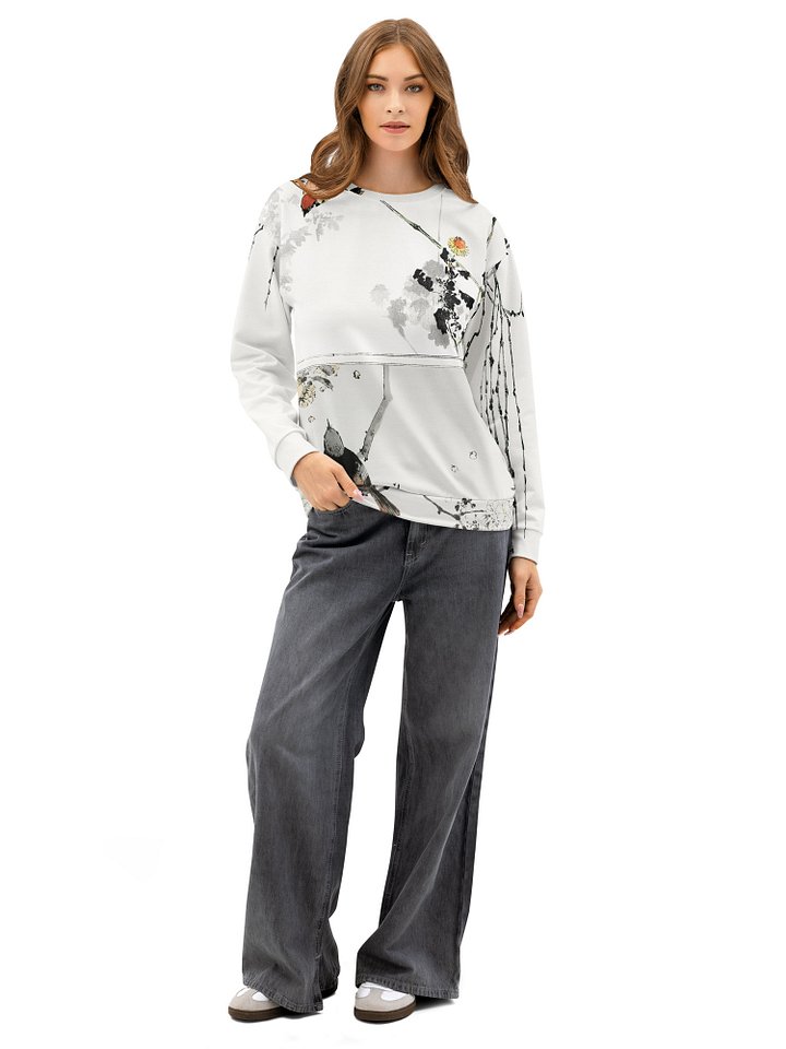 Japanese Swallow Birds All-Over Print Unisex Cotton Sweatshirt product image (2)