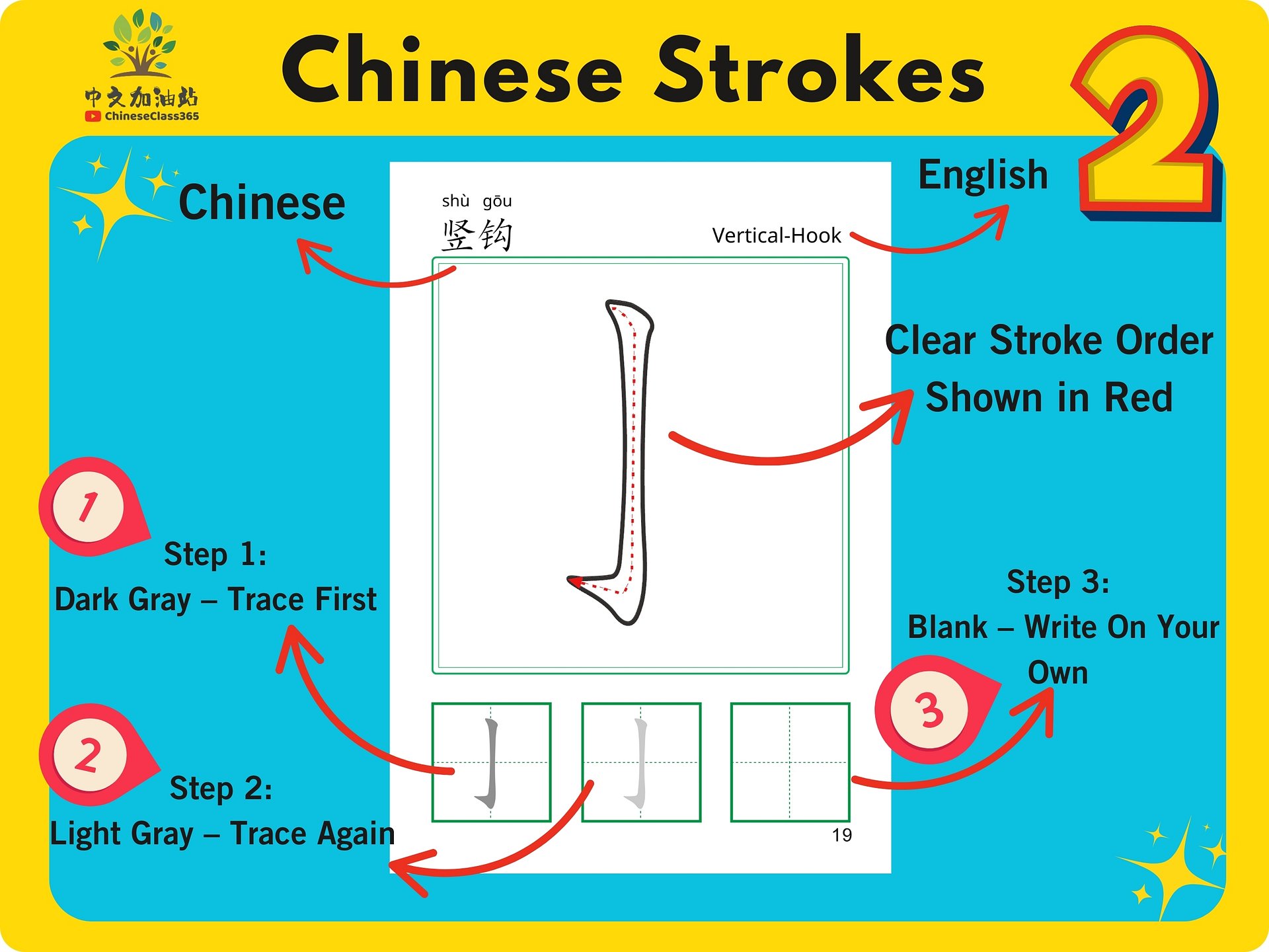Chinese Stroke Mastery Vol. 2 – Guided Tracing Workbook (29 Basic Strokes Practice) product image (6)