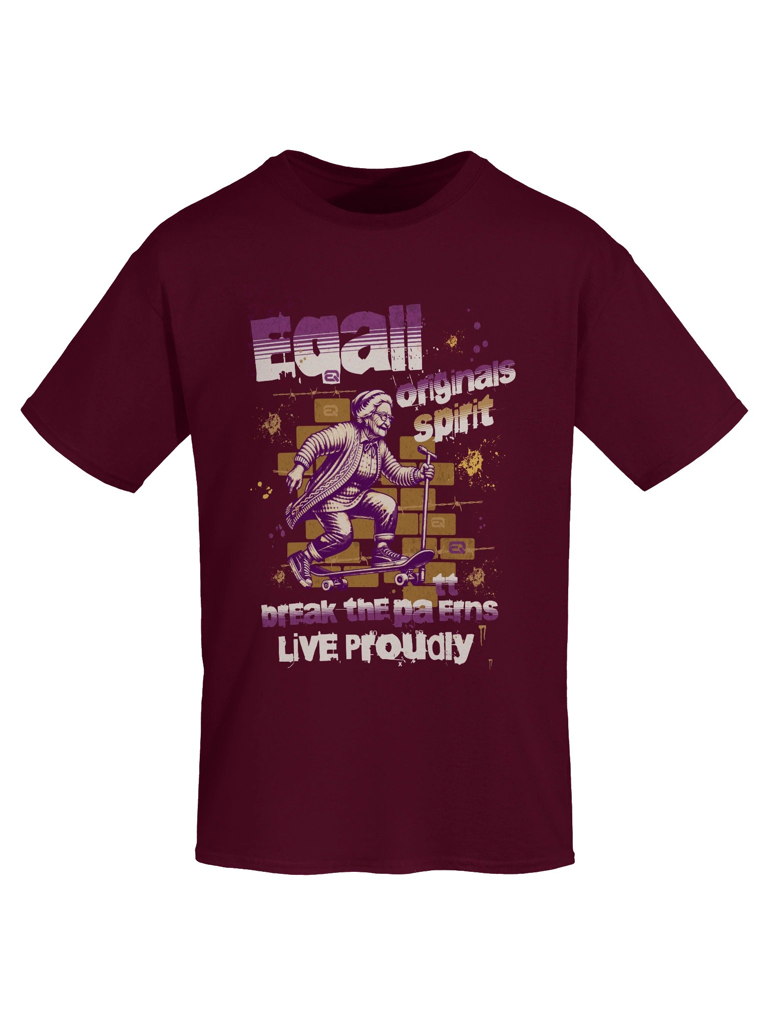Urban Grandma Skater Vibes Heavyweight 100% Cotton T-shirt by EQALL® Originals_Purple / Mustard product image (6)