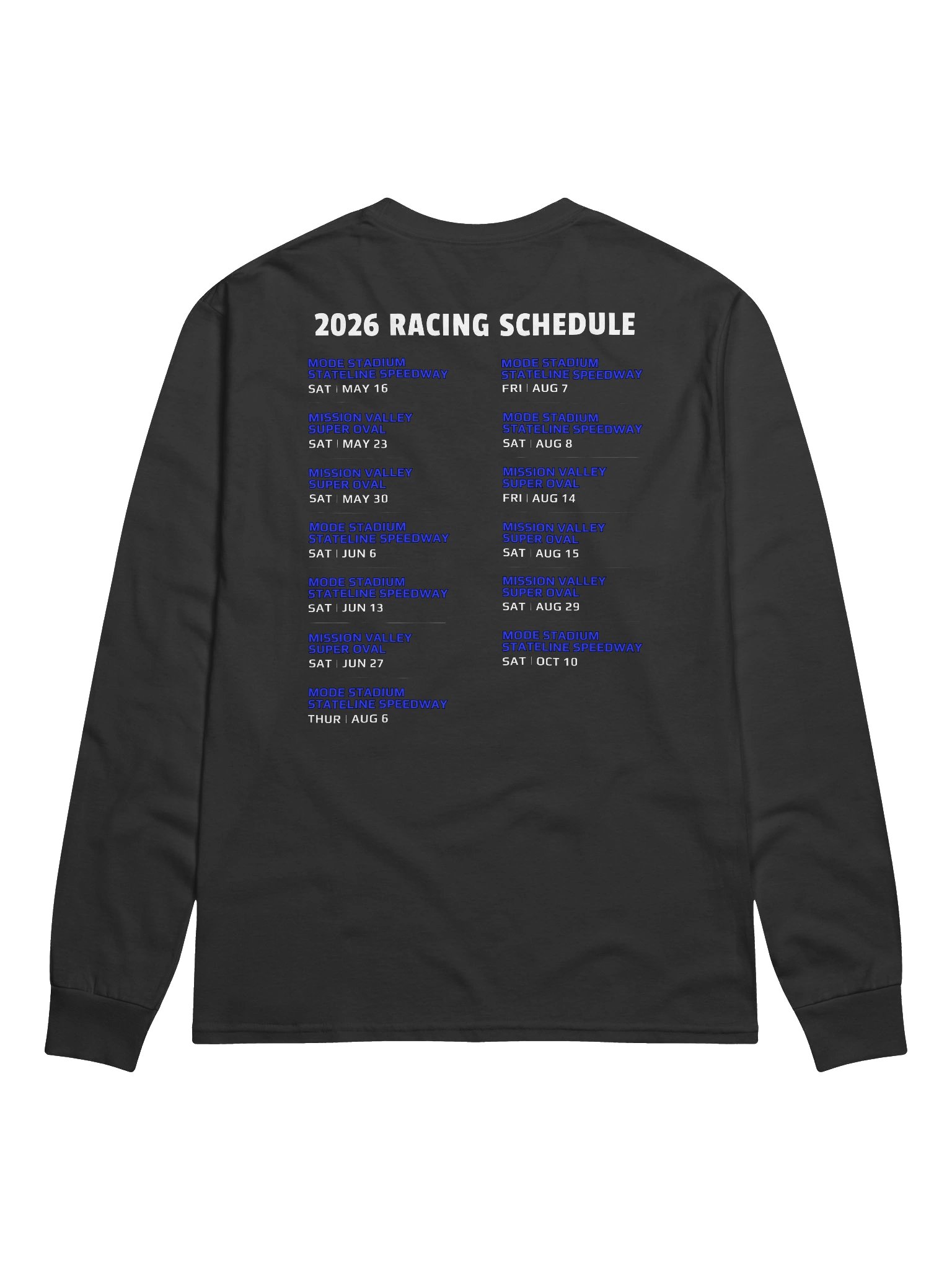 Nick Rees Racing Logo + 2026 Schedule Long Sleeve Shirt product image (2)