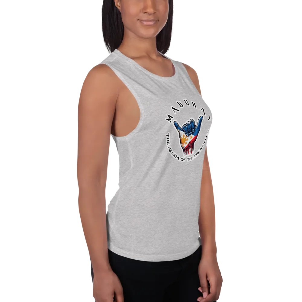 MABUHAY THE ALOHA OF THE PHILIPPINES WOMEN'S FLOWY TANK TOP - SHAKA HANG LOOSE VIBES FOR YOUR STYLE product image (4)