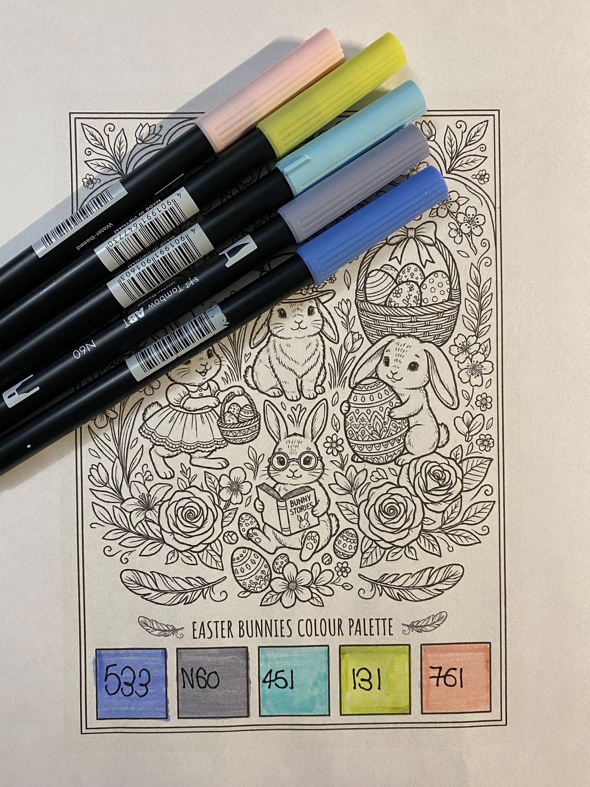 Easter Bunnies Colouring Page product image (1)