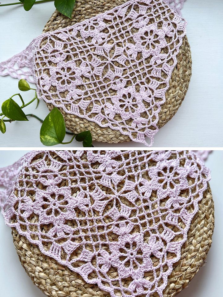Crochet Sakura Bandana in Sparkly Pink product image (1)