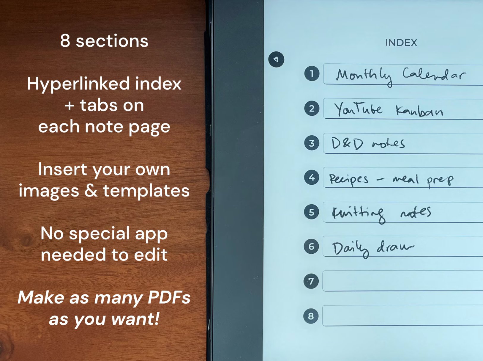 Custom eink notebook - TOP tabs product image (6)